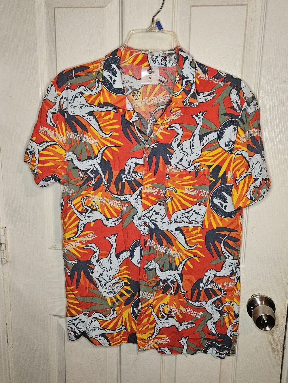 Jurassic Park Hawaiian Short Sleeve Shirt Men's Buttoned Up - Summer - Small